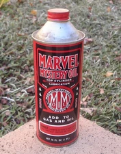 Vintage Marvel Mystery Oil Can Top Cylinder Lubrication For Gas & Oil Full Nice