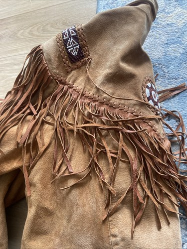 Echo Mountain Western Style Cowboy jacket w/Fringe/Suede/Beaded Tan Brown (Sz40) - Picture 8 of 11