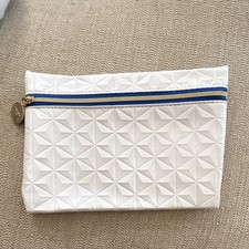 Ipsy White Geometric Textured Makeup Bag Pouc...