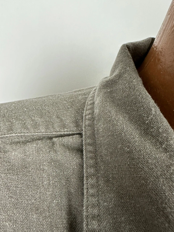 Camisa cabaña vintage para hombre XL abotonada bordada minimal resort lino rayón Foto 4 de 4