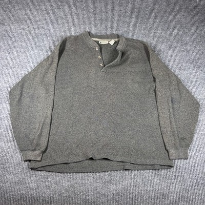 Vintage Northwest Territory Short Mens XL Gray Waffle Knit Henley Long Sleeve
