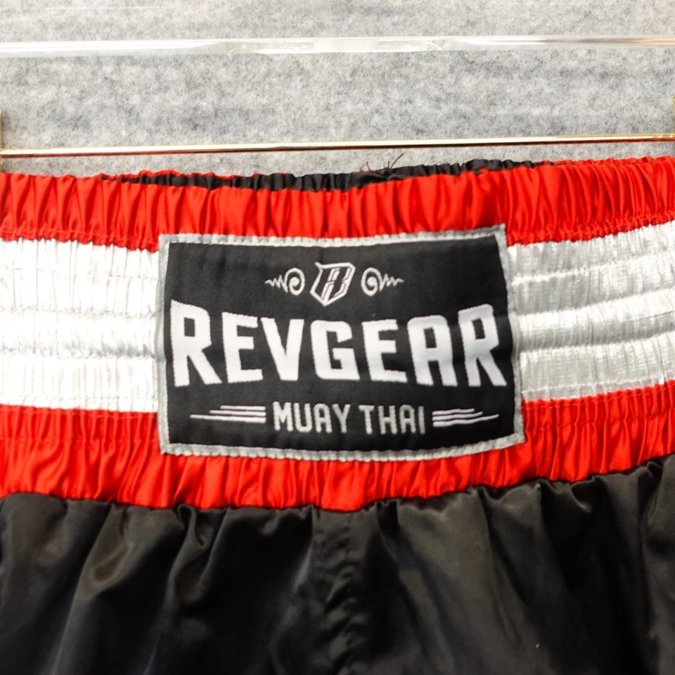 Muay Thai Shorts Mens LARGE Black Red MMA Boxing Kickboxing Trunks REVGEAR 30x3 - Image 3 of 4