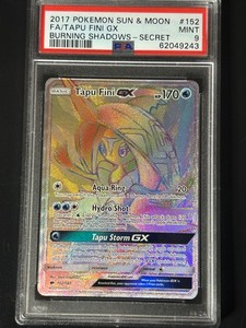 Pokemon Sun & Moon Burning Shadows 152 Full Art Tapu Fini GX Secret PSA 9 Mint
