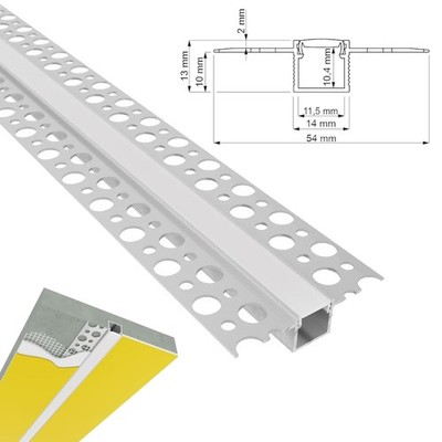 Einputz Profil | Trockenbau Leiste Rigips EINPUTZ-R180 Led Streifen + Abdeckung