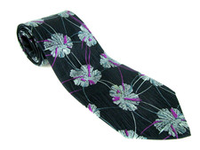 Vintage Savastano Floral Pattern Men's Silk Tie From Milano Italy 3 1/2" X 58"
