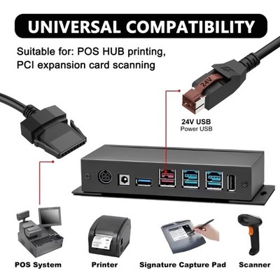 24V Data Power Cable Adapter for Printer POS Systems Scanning Guns Barcode