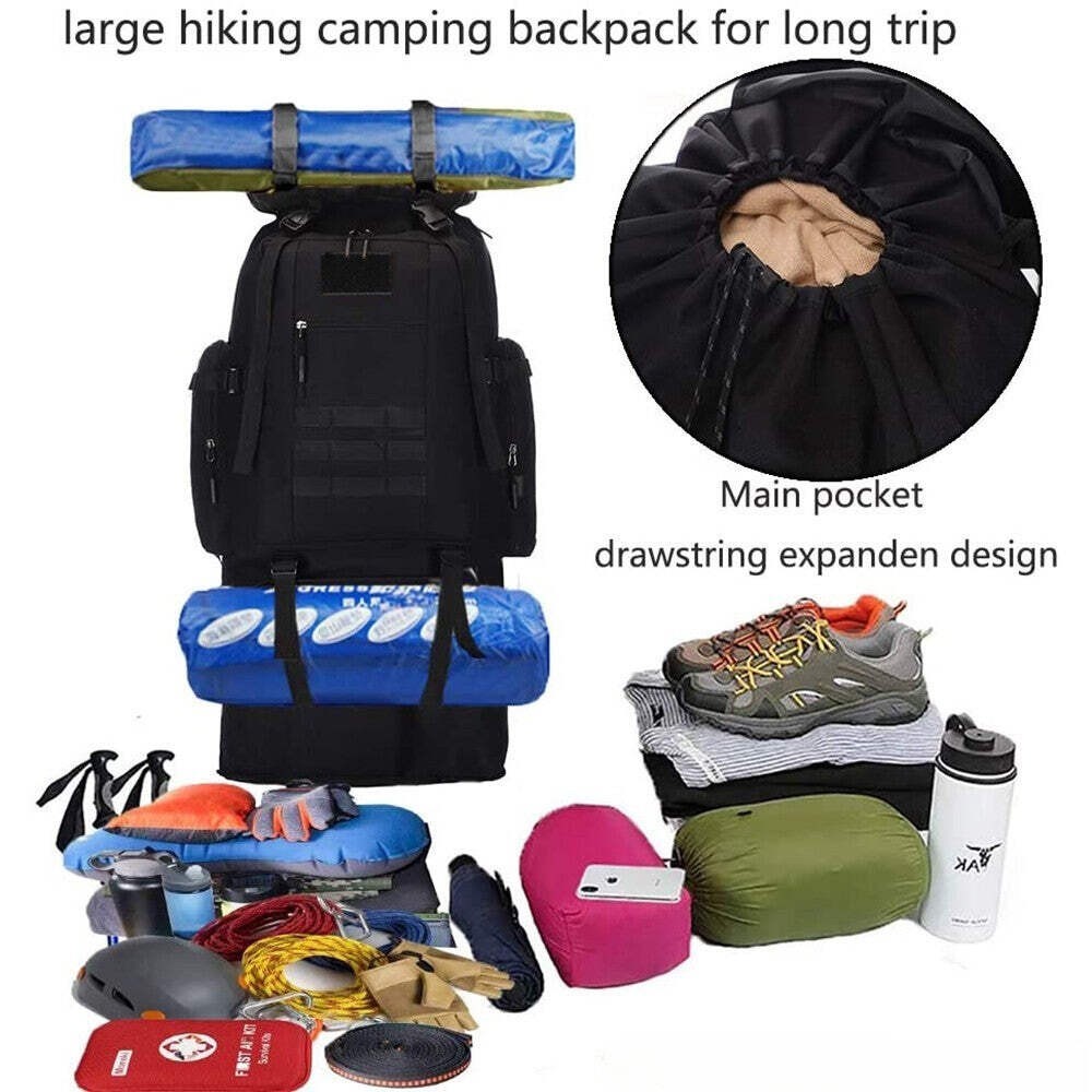 Lager Hiking Camping Backpack Extra Large Rucksack Mens Outdoor Luggage Bag100L image 7