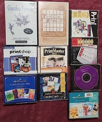 Print Shop, Fonts, Card Studio, Clip Art, Pc Software Lot