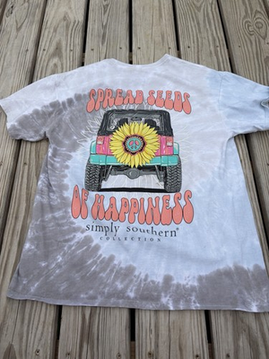 #ad #ad Simply Southern Womens 100% Cotton Spread Seeds Tie Dye Swirl Size Large Grey $6.75