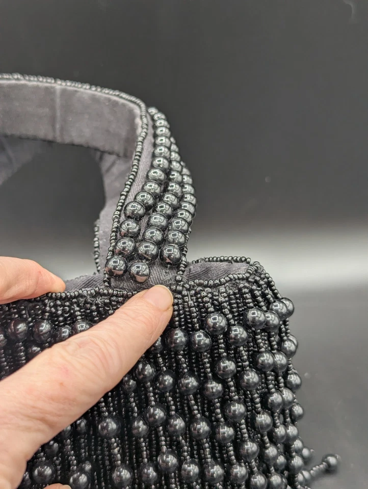 Black Beaded Fringe Bucket Bag by Anthropology - Image 4 of 4