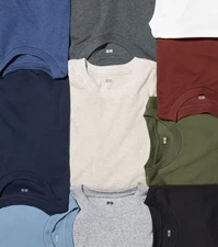 UNIQLO Men Soft Brushed Long Sleeve T-Shirt Soft Smooth 100% cotton