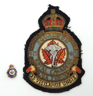 WW2 No. 413 Squadron RCAF Royal Canadian Air Force Squadron Pin and Wire Crest