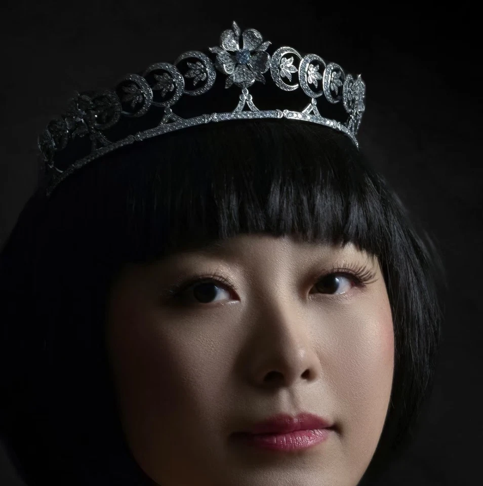 Coronas de boda de cristal de circón princesa diademas perlas novias tiara tocados  Foto 2 de 4