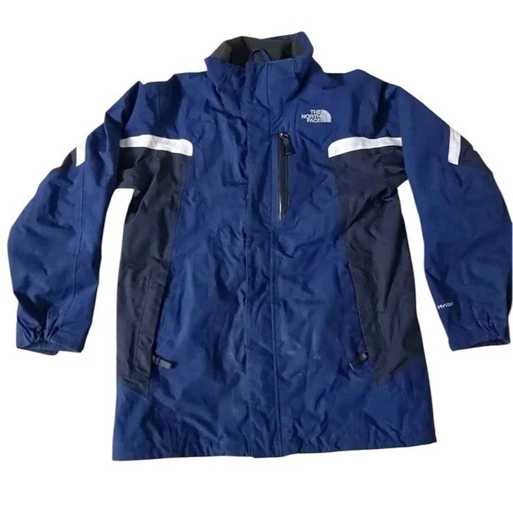 THE NORTH FACE Hyvent Hooded Shell Jacket Ski Gear Boys Size Large 12/14 Blue