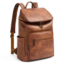 Leather Laptop Backpack for Women, 15.6 Inch Travel Backpack with Laptop Comp...
