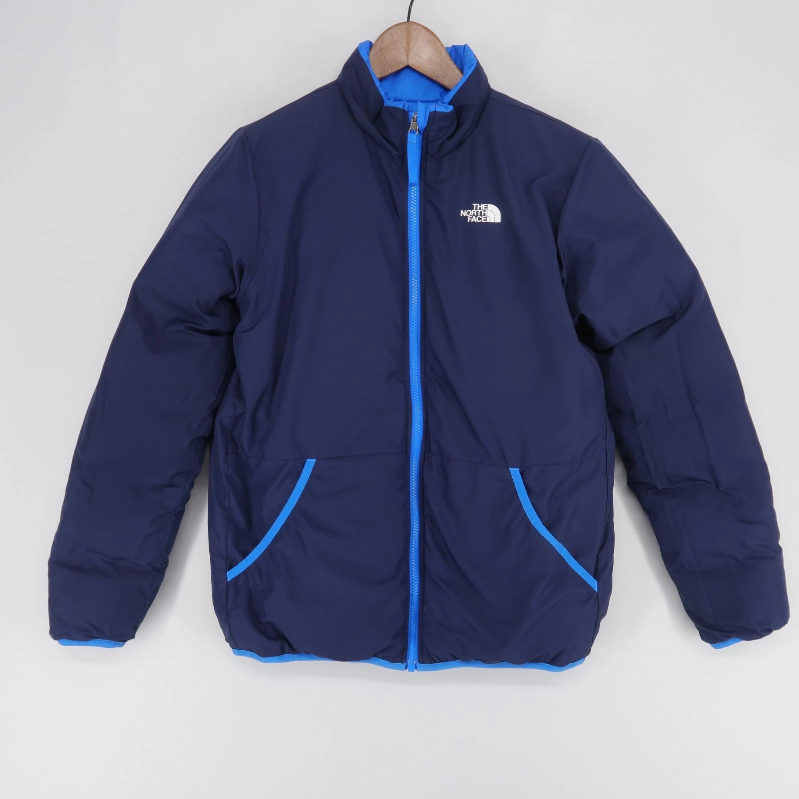 The North Face Andes Jacket Youth XL Blue Reversible Puffer 550 Down Full Zip