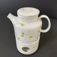 The Tuscany Collection Japan Teapot White Yellow Orange Butterflies & Flowers