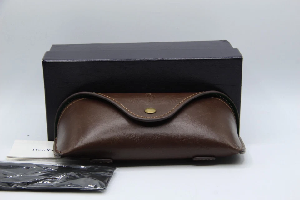 NEW POLO RALPH LAUREN BROWN LEATHER BUTTON CASE CLOTH EYEGLASSES EYEGLASSES ONLY - Image 2 of 4
