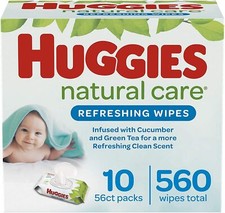 Huggies Natural Care Refreshing Baby Wipes, Scented, 10 Flip-Top Packs 560 Wipes