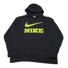 Vintage 90s Nike Hoodie Mens Large Black Green Pullover Tennis Swoosh Streetwear