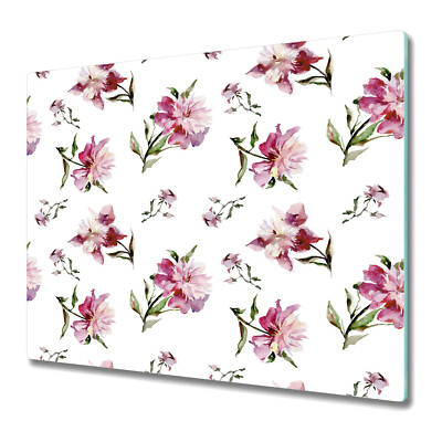 Glass Surface Protector Worktop saver Falling Watermelon Peonies 60x52