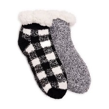 Muk Luks Women's Short Cabin Socks-2-Pairs-2900185-Black-OSFM-NWT
