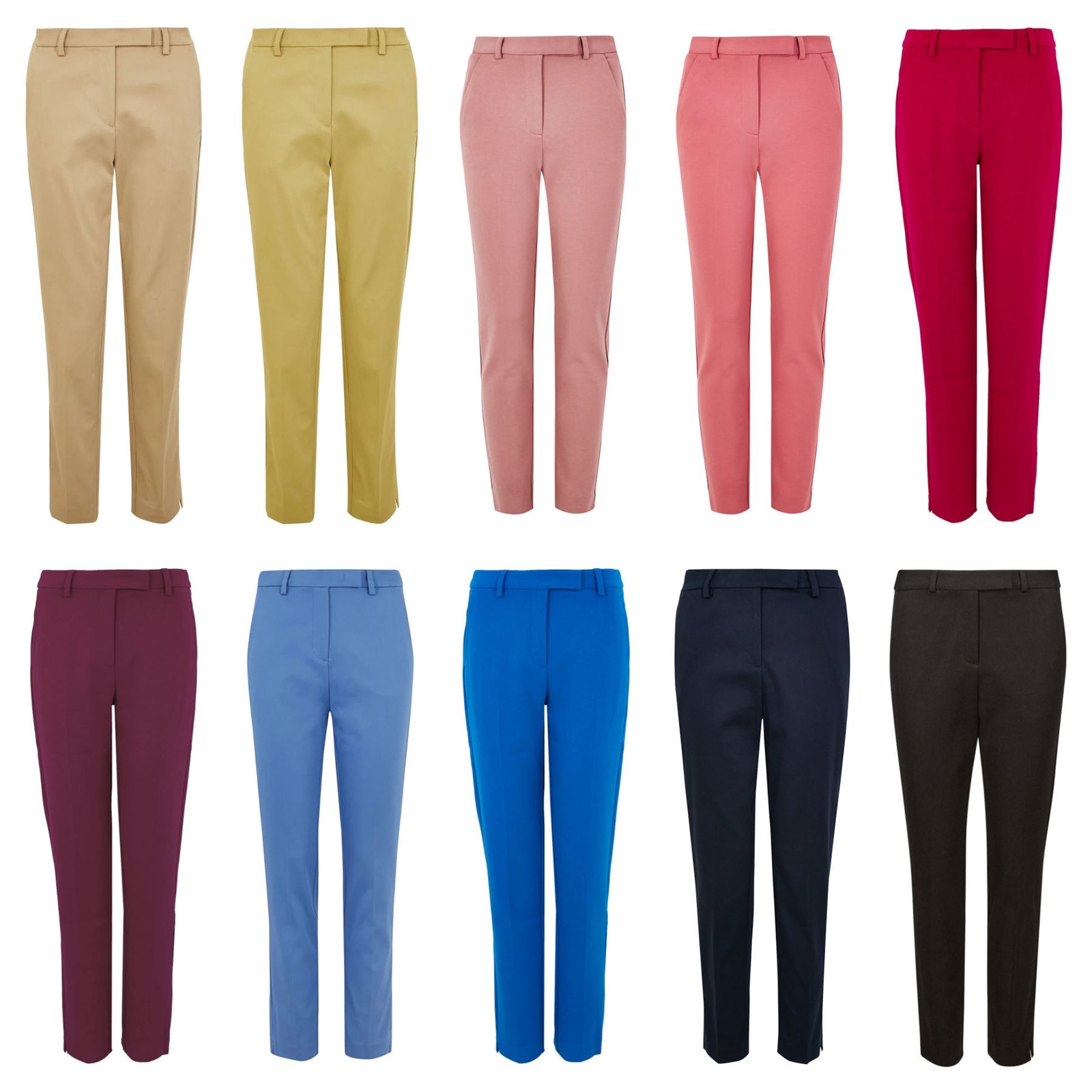 Mu0026S Mia Slim 7/8 Length Cropped Trousers Ankle Vent Slit Stretch Cotton |  eBay