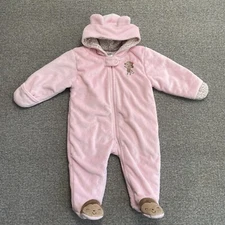 Carter’s Just One You Carters Girls 9 Month Bunting Hooded Pink Monkey Soft Warm