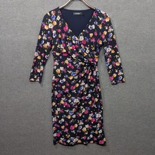 LRL Ralph Lauren Faux Wrap Dress Womens 4 Navy Floral Sheath Knee Length Lined