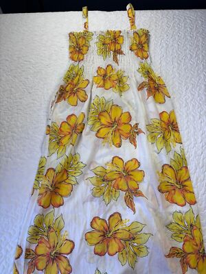 Just Love White Yellow Floral Print Long Maxi Sun Dress size medium