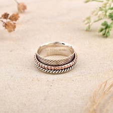 925 Sterling Silver Handmade Women Meditation Spinner Ring's Silver Gift Jewelry