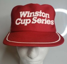 Vintage WINSTON CUP SERIES USA Red White Trucker Hat Cap Snapback STRIPE RARE