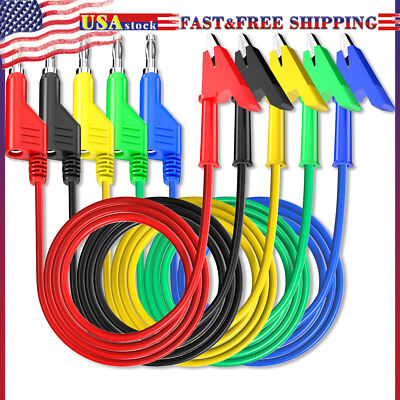 5PCS Test Lead 4mm Stackable Banana Plug to Crocodile Alligator Clip Cable