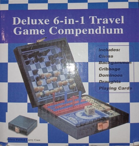 Deluxe 6-in-1 Travel Game Compendium Never Used Delta Skymiles Padded Carry Case - Picture 2 of 5