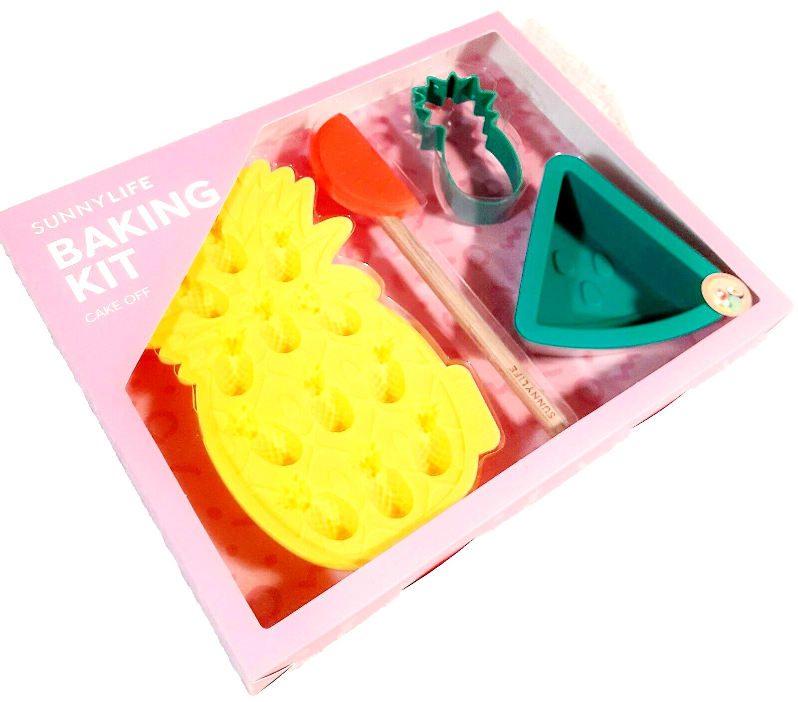 Sunnylife Fruit Salad 4 Piece Baking Kit Cupcake Mold Cookie Cutter Spatula NIB