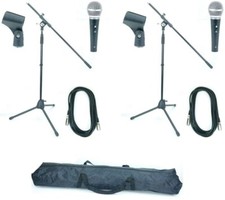 2x PACCS Microphone Set: Microphone Stand Microphone Stand, Microphone, Cable  Bag