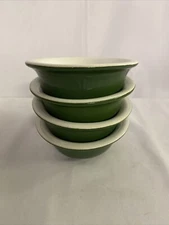 **ABC DIAMOND (4) DARK GREEN OPEN STONEWARE INDIVIDUAL BAKERS-391-USA