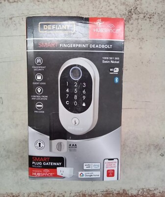 Defiant HUBSPACE Smart Fingerprint Deadbolt w/ Gateway Satin Nickel Brand New