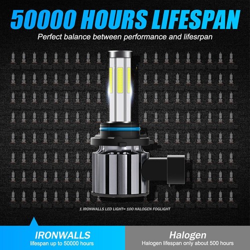 Kit de bombillas de faros LED 9006 HB4 6 lados haz bajo 6000K 1800000LM luces blancas 2X - Imagen 8 de 12