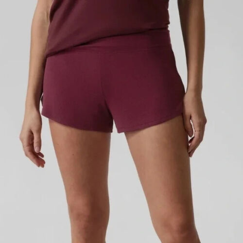 Athleta Well Rested Ribbed Sleep Short Size Small Burgundy Lounge Soft Comfy - Bild 3 von 11