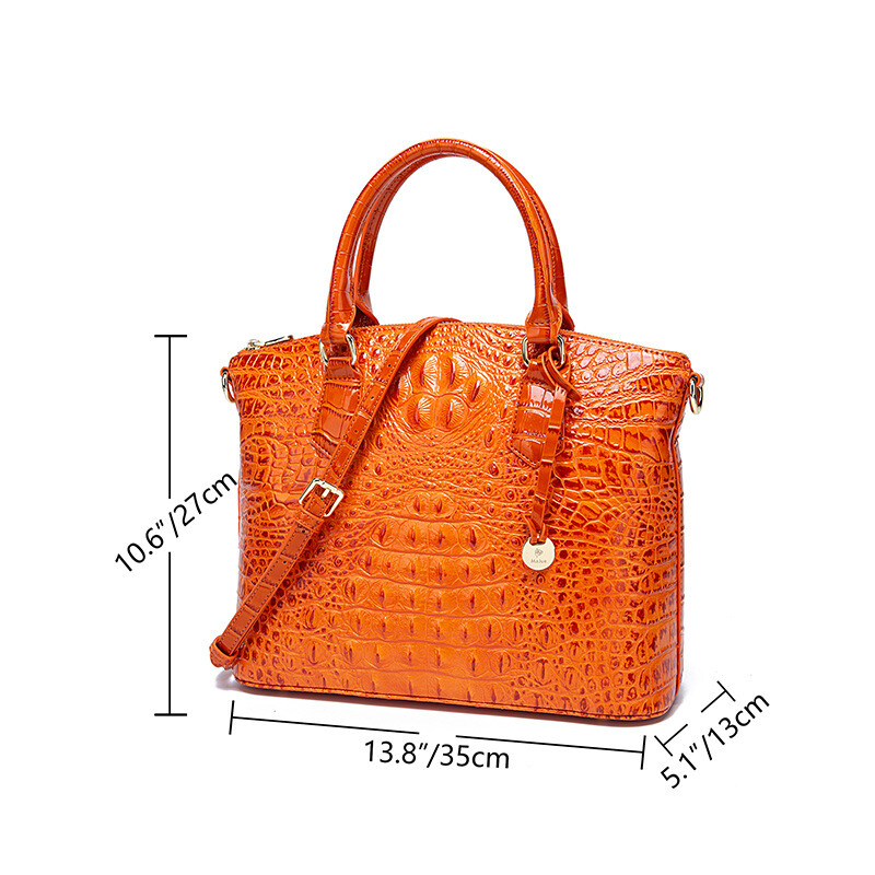 Women's Genuine Leather Crocodile Handbag, Sling Satchel Tote