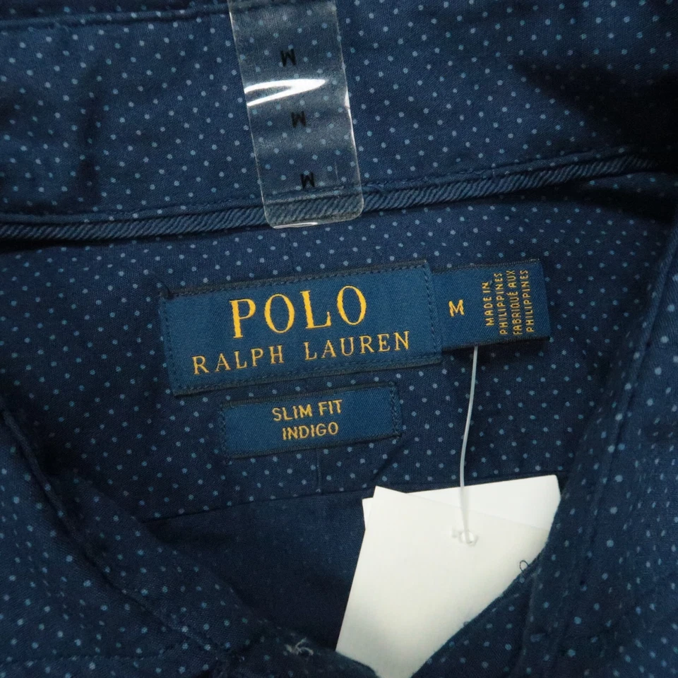 Polo Ralph Lauren Shirt Mens Medium Blue Slim Fit Indigo Long Sleeve NWT - Image 3 of 4