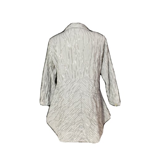 Cut Loose Lagenlook Shirt White Gray Stripe High Low Tunic 3/4 Sl Unique Work XS - Picture 4 of 8
