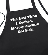 Black Funny Apron Last Time I Cooked, Best Apron For Grilling, Cooks Gift Idea