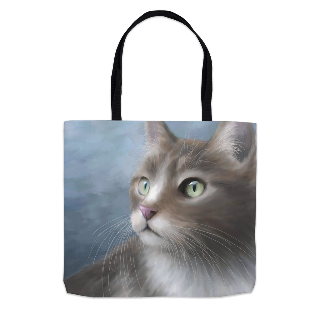 Cat Tote Bag with Blue Digital Art Print by LDumas-image