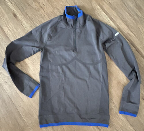 Stella McCartney Adidas-Gray/Blue Trim Seamless Long Sleeve Zip Pullover M EUC