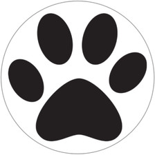 Paw Print - 3 Inch Circle Sticker 3" x 3" - Animal Pet Dog Cat Love