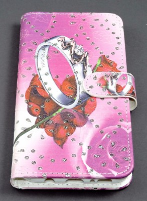 Samsung Galaxy S8+, S8 Plus, Case Etui Tasche Hülle Ring Liebe Strass Rose pink
