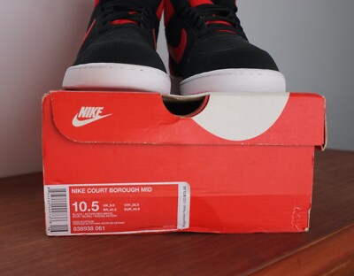Size 10.5 - Nike Court Borough Mid Black Action Red for sale Size 10.5 - Nike Court Borough Mid Black Action Red for sale