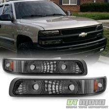 Smoke 1999-2002 Chevy Silverado 00-06 Tahoe Suburban Bumper Signal Lights Lamps